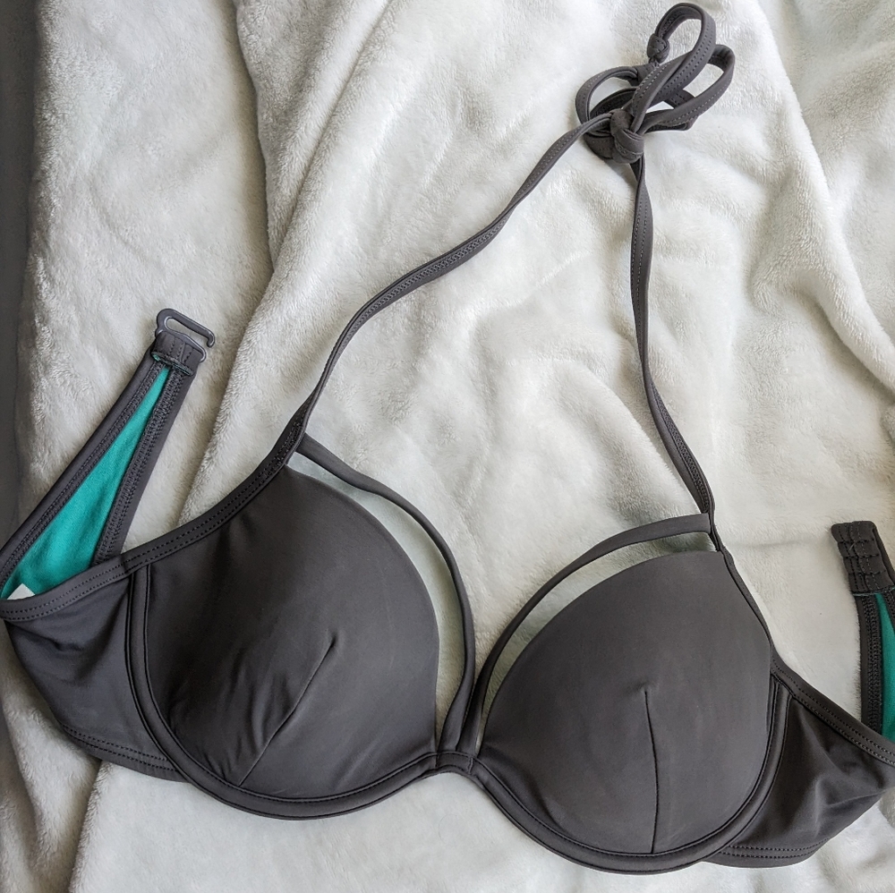 Adore Me Swim Bikini Top, 34B Small Gray